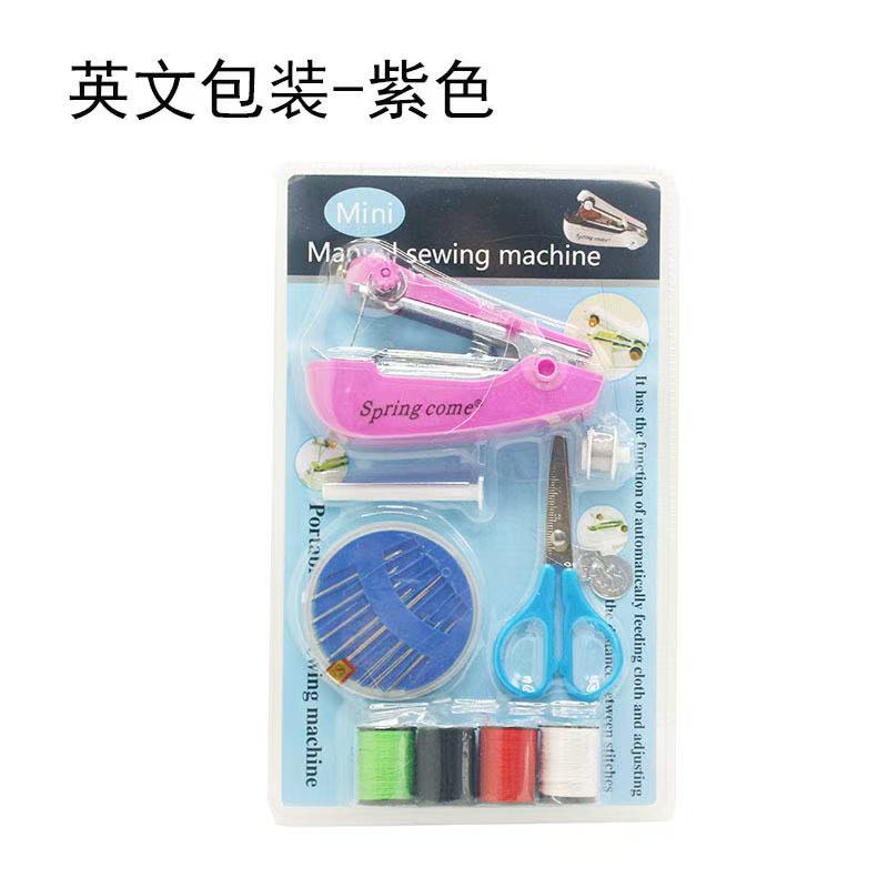 Home Handheld Sewing Machine Protable Outdoor Travel Clothes Fabrics DIY Stitchin Sew Tool Mini Manual Stitch Needlework MachineRose Red