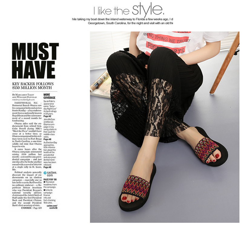 OWL　Fashion slippers sandals with a female muffin slope with Home Furnishing thick non slip bottom summer beach shoes wholesale