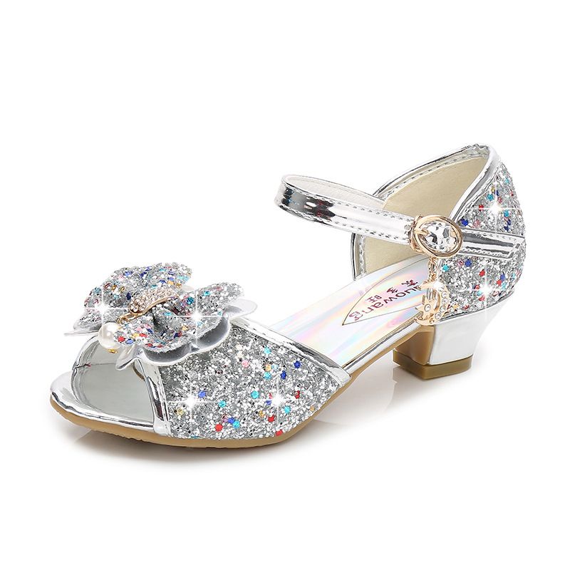 Dress Shoes Dreamy Girl's High Heels Children's Princess Sandals Bow Tie Children's Shoes Crystal Heeled Shoes