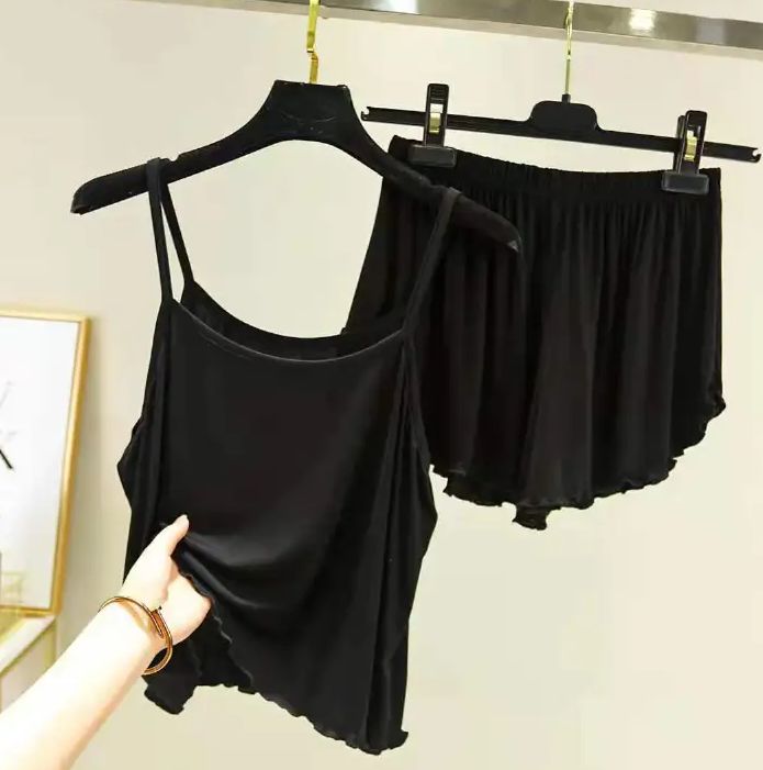 SL Women's Sleepwear Pajamas Leisure Wear ladies camisole Loose Home Suits tops+trousers (Pack of 2)