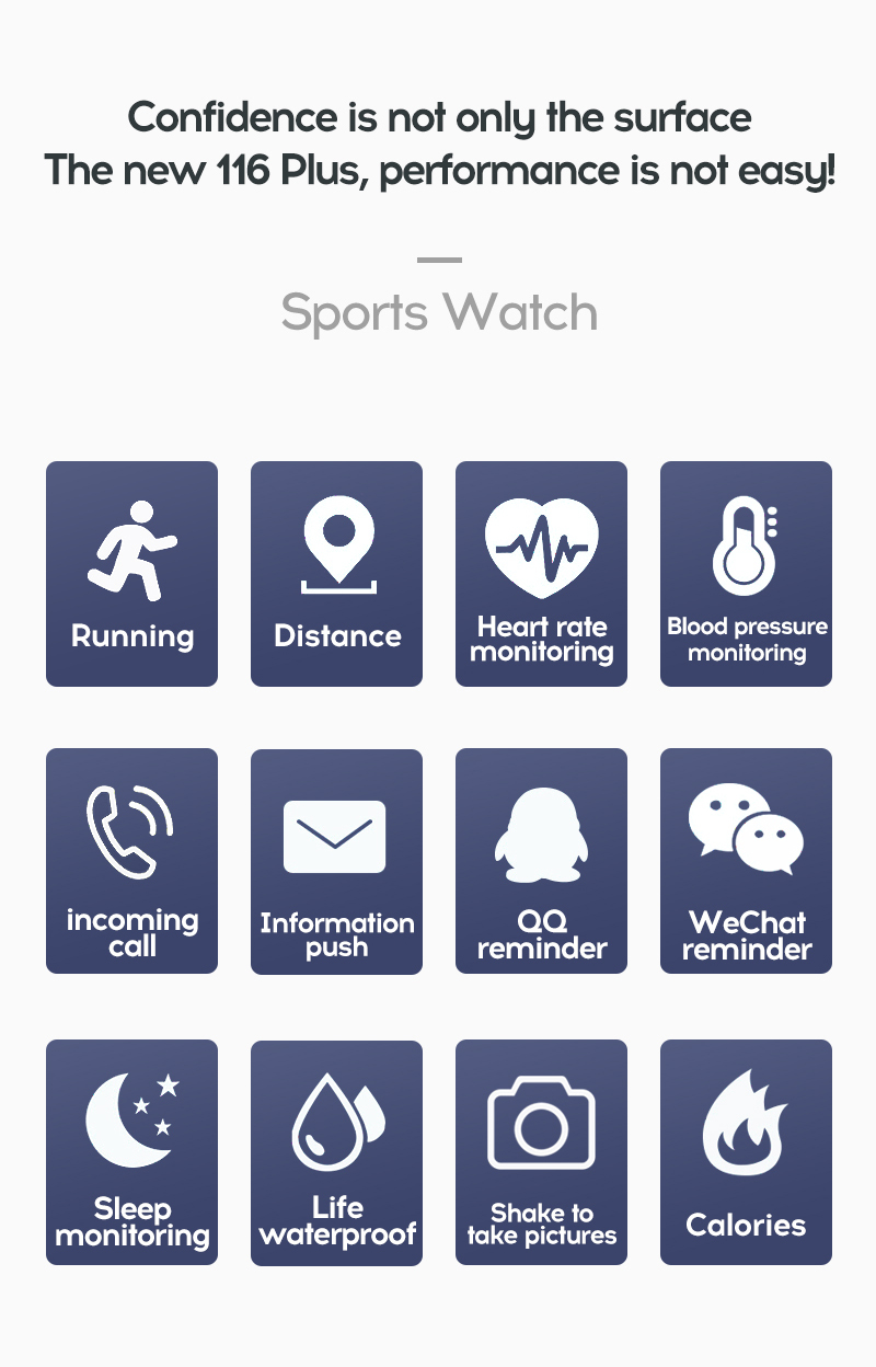 116 PLUS Sport Fitness Pedometer Color Screen Smart Bracelet Wristband Walk Step Counters Smart Band Men Women D13 Sport Watches