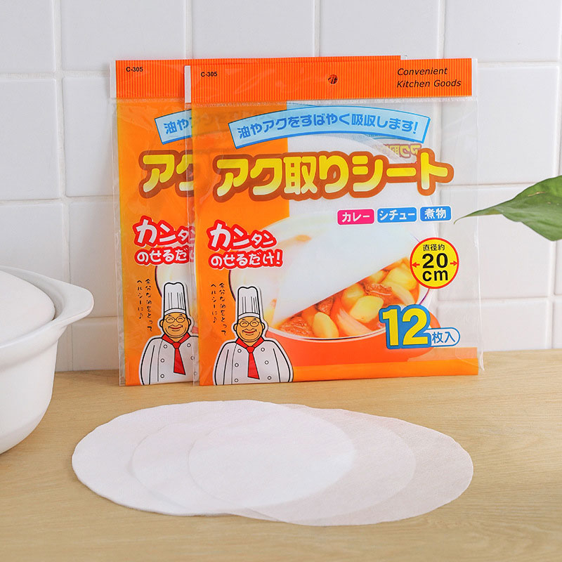 12Pcs/Bag Kitchen Food Oil Absorption Paper Disposable Soup Oil Absorbing Paper Health Filter Paper Kitchen Gadgets Accessorie