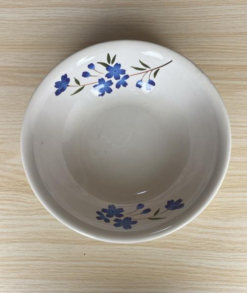 1PC GR Modern kitchen luxury blue floral decal design plastic dinnerware Bowl