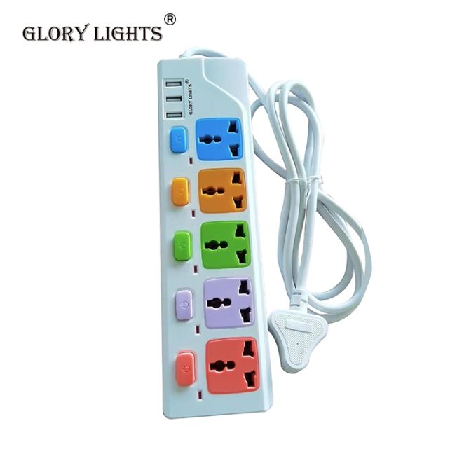 Glory lights Smart Power Strip AU Plug Universal Way Power Button 3M Extension Cord Socket Charger Plug Adapter With 5 Power Outlet 3 USB Charging Port Smart Socket