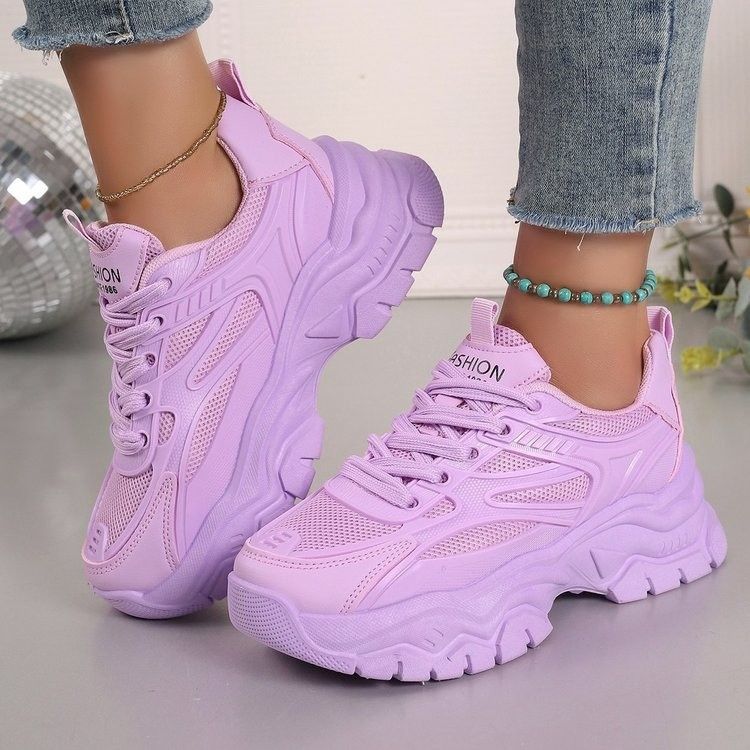 Daddy shoes women 2024 mesh surface breathable small white shoes women's thick sole increase casual shoes foreign trade large size sports women's shoes

