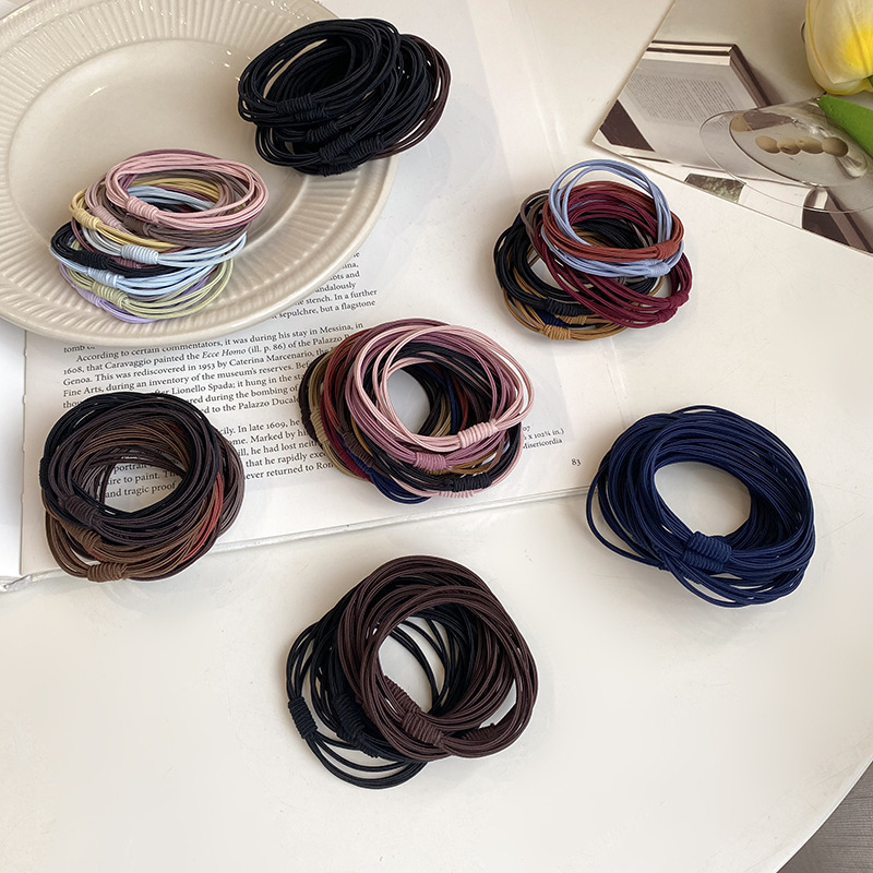 F1102 Women's Simple Black Hair Rope Headdress Thin Tied Hair Loop