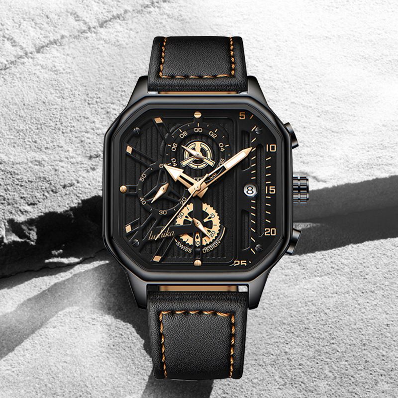Fashion Men's Watch  Simple Men's Watch with Belt Pin Buckle, Quartz Watch