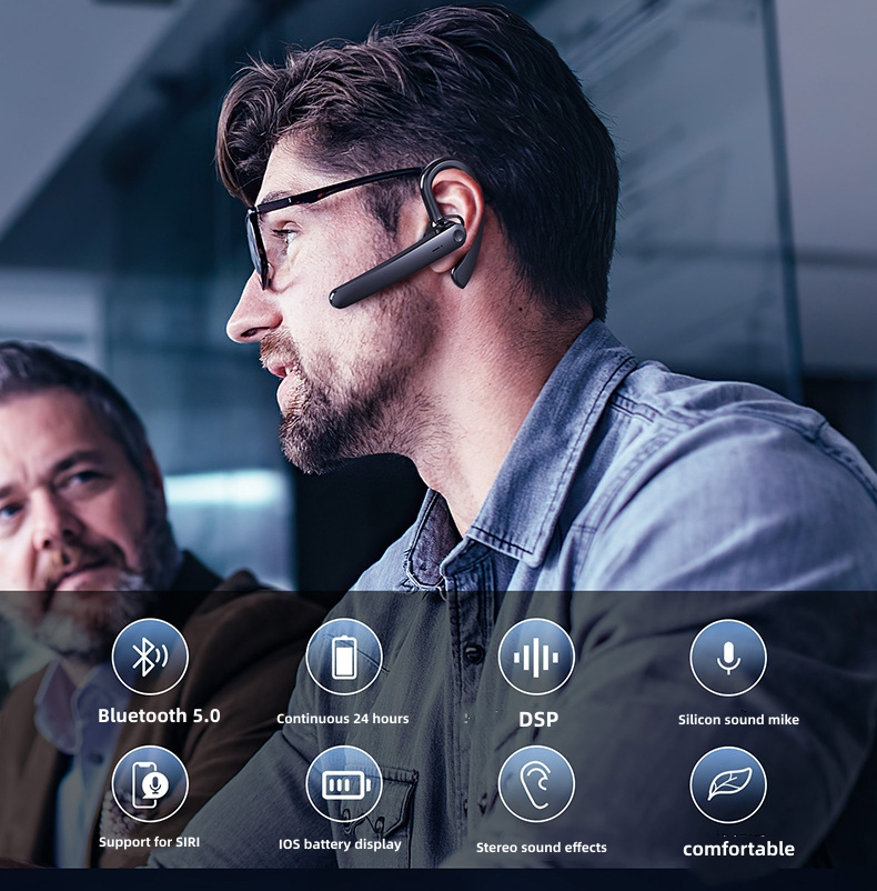 Business car ear mounted smart earphones CRRshop free shipping single ear Bluetooth earphones Long endurance business car ear mounted call music earplugs Wearing it for a long time won't hurt your ears driving business office video conferencing earphones Waterproof 