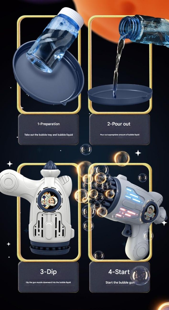 Luminous Bubble Gun Handheld Gatling Bubble Blower Fun Fully Automatic Children's Toy