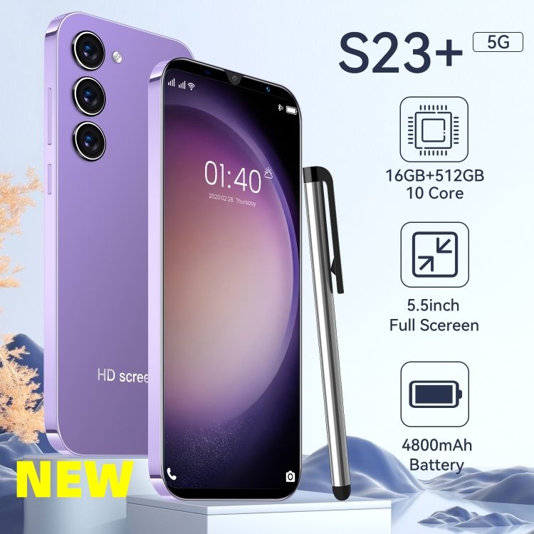 S23 + 5G 5.5inch high-definition Android smartphone 16GB + 512GB front 32MP back 64MP android 12 4800mAh HD screen CRRSHOP smart phone 5.5 inch infinity-0 screen 10 core processor 64 million HD rearcameras high-quality mobile phone