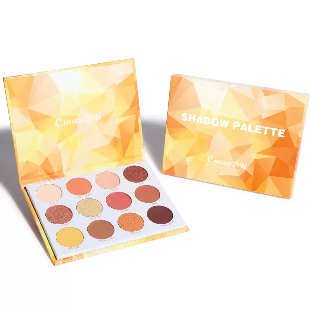 CmaaDu 12 Colors Eye Shadow Palette Makeup Matte Shimmer Glitter Powder Long lasting Waterproof Eyeshadow Pigment Board 
