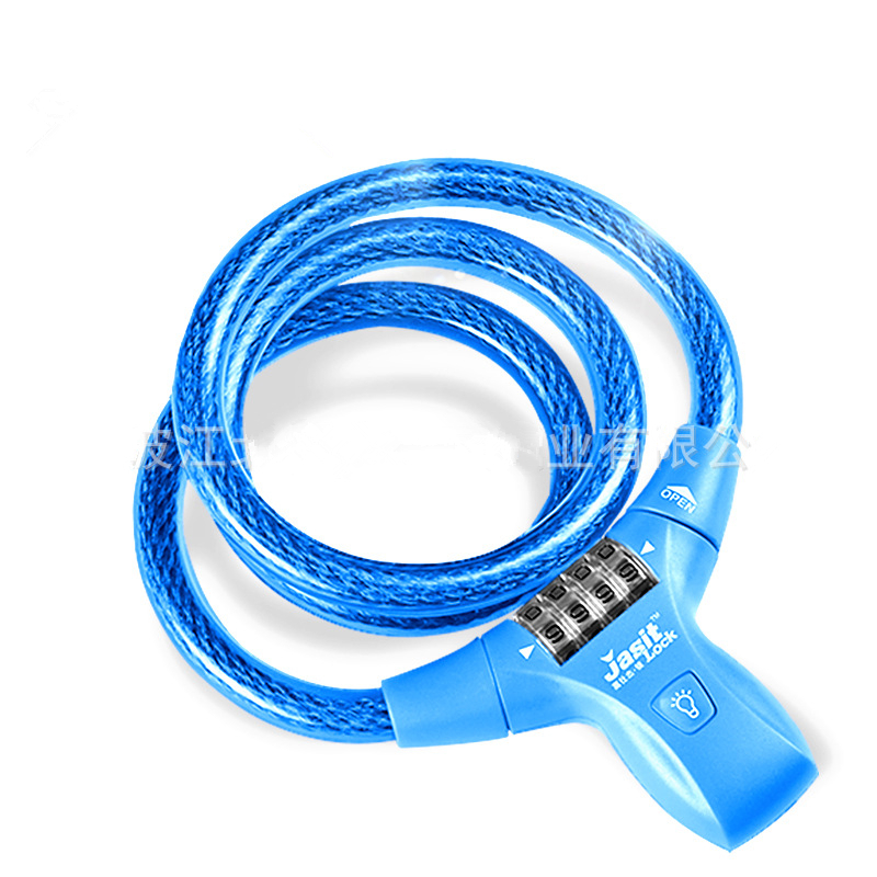 Bike Combination Cable Lock with LED Illumination & Mounting Bracket, Military Grade Braided Steel