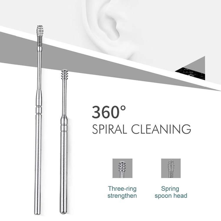7Pcs/set Ear Wax Pickers Stainless Steel Earpick Wax Remover Curette Ear Pick Cleaner Ear Cleaner Spoon Care Ear Clean Tool 