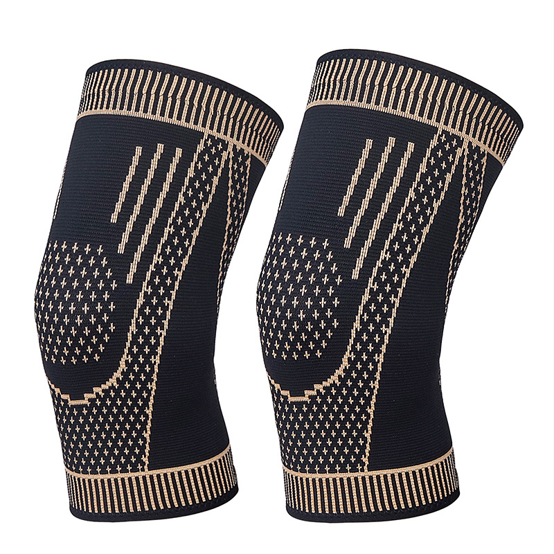HJ058 1Pcs Copper Nylon Kneepads Sports Fitness Sided Bullet Compression Knee Guard Arthritis Joint Pain Relief Knee Sleeve