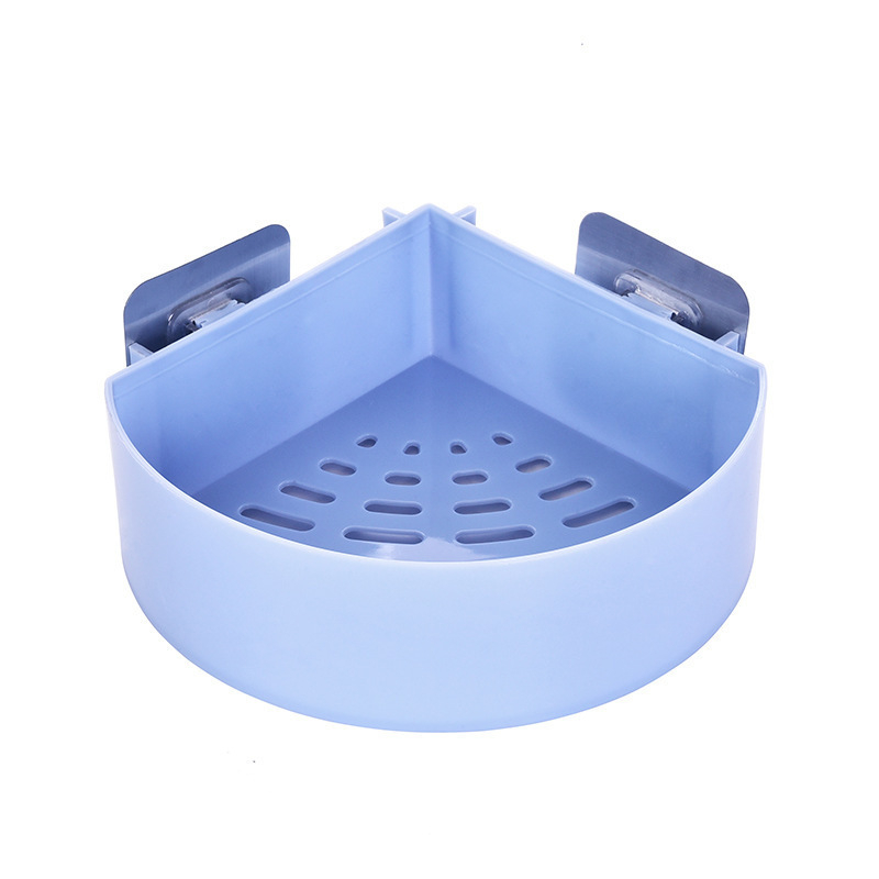 Hangable Storage Basket Bathroom Hanging Baskets Household Plastic Kitchen Bathroom Shower Storage Wall Hanging Basket Triangular Storage Basketblue