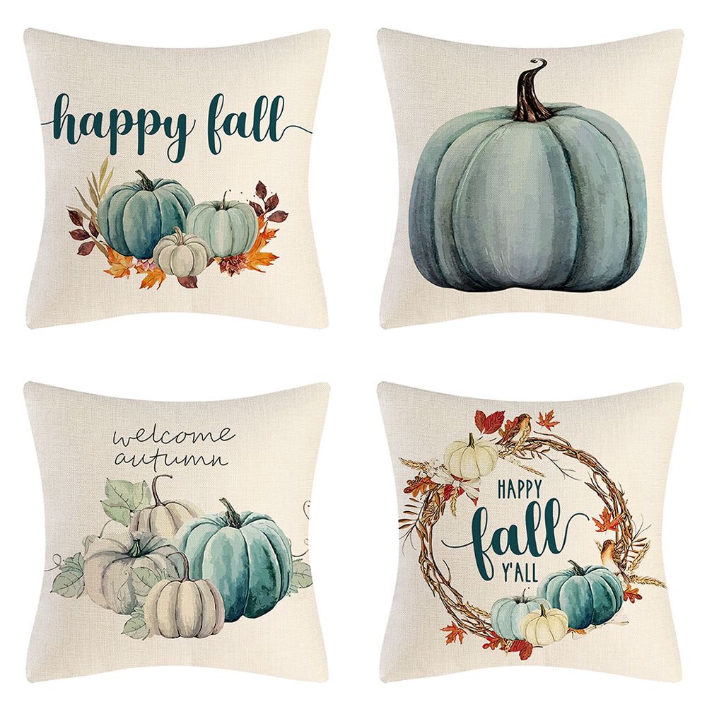MCWBVC-1 Autumn Throw Pillow Cover Decorations Pumpkin Cushion Couch Cover Pillow Cases Set of 4 for Autumn Thanksgiving Day 