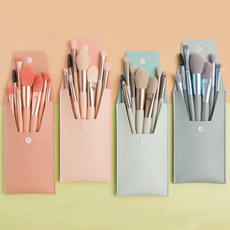 8 Pieces Mini Makeup Brush Set, Morandi Macaron Eyeshadow Brushes with Soft Bristles, Complete Portable Makeup Brush Kit for Makeup Beginners Daily Travel Use
