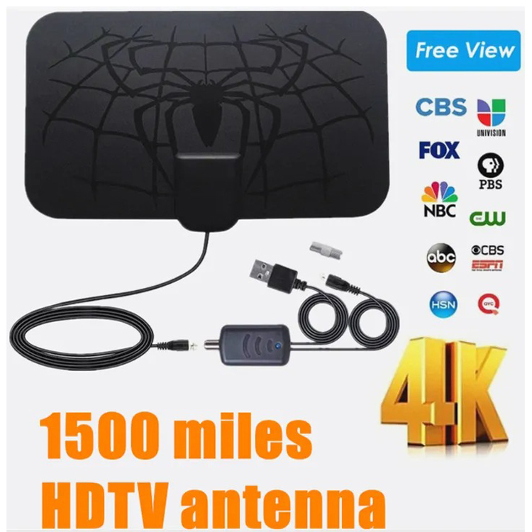 Indoor 1500 Miles Digital Antena TV Aerial Amplified HDTV Antenna 4K DVB-T2 Freeview isdb-tb Local Channel Broadcast