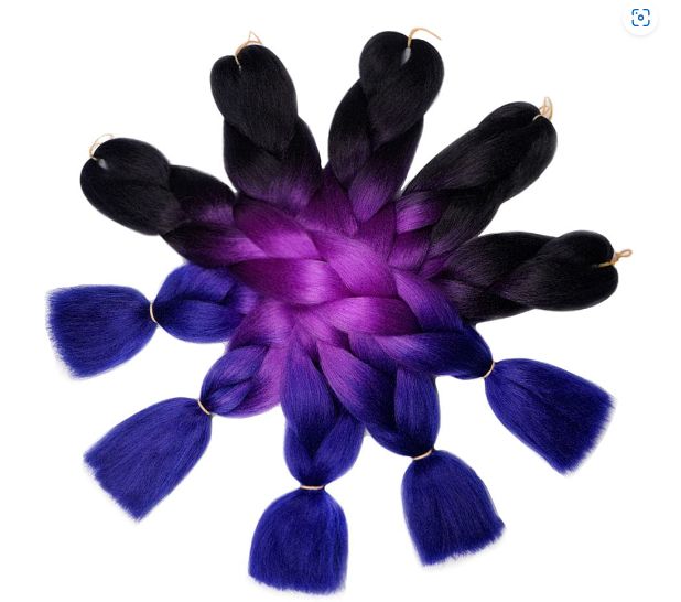 Obaasima Strands OS Ombre Braiding Hair 82" BY36 For African Braid And Rasta / Black / Purple / Blue
