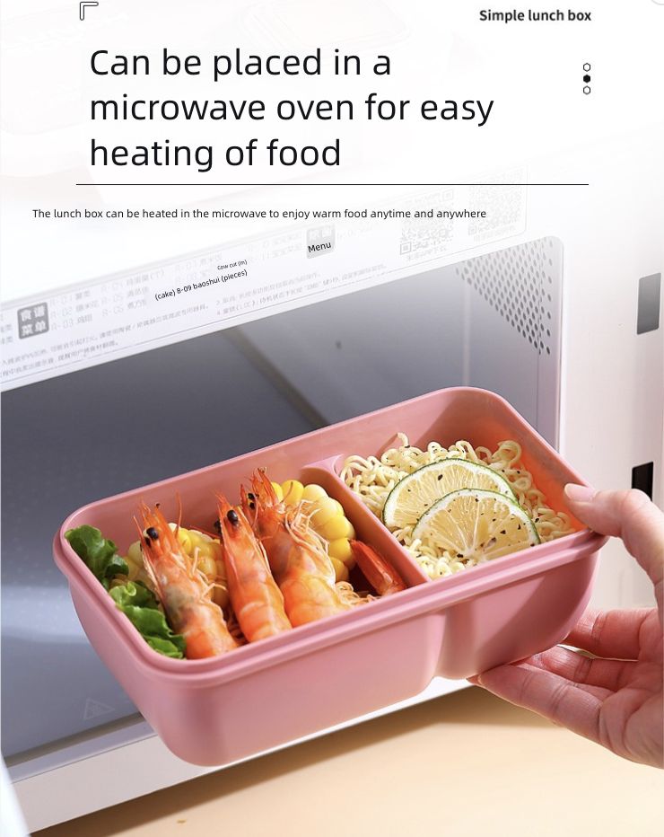 Handheld Compartmentalized Lunch Box Microwave Heat Student Lunch Box Office Worker Simple Light Food Lunch Box Kitchen Dining Storage Travel To-Go Food Containers