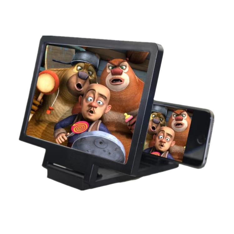 3D Video Screen Amplifier Folding Enlarged Expander Stand Mobile Phone Screen Magnifier Eyes Protection Display Expander StandBlack