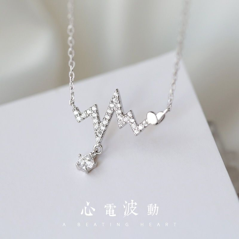 X Women ECG Full Diamond Love Necklace Collarbone Chain