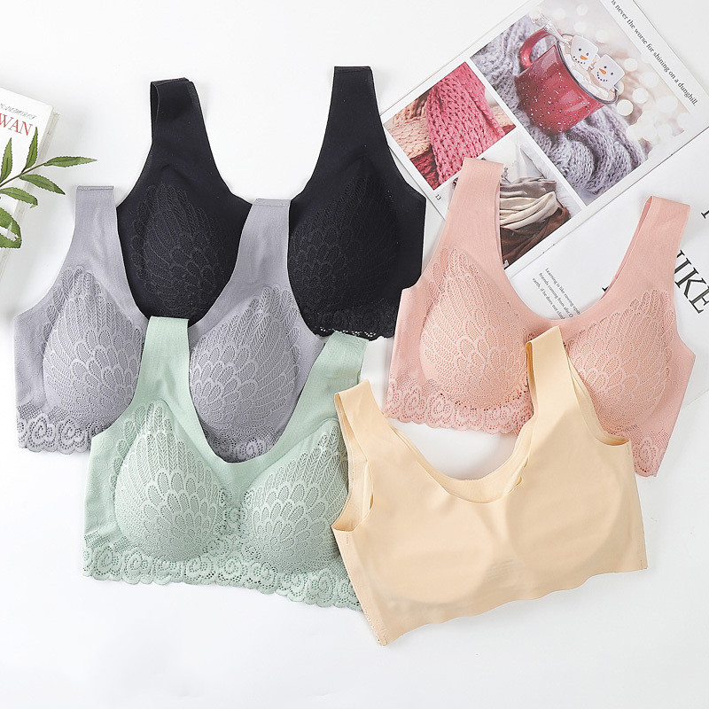 4.0 Plus size Latex Bra Seamless Bras For Women Underwear BH Push Up Bralette With Pad Vest Top Bra