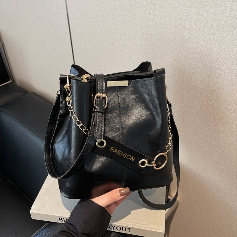 Vintage Bucket Shoulder Bag Fashion Versatile Crossbody Bag Daily Commute Women Handbag
