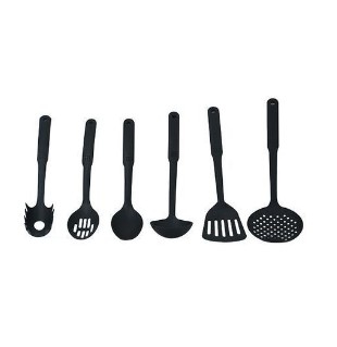 Nylon Nonstick Kitchen Ladles Set - 6 Piece - Black