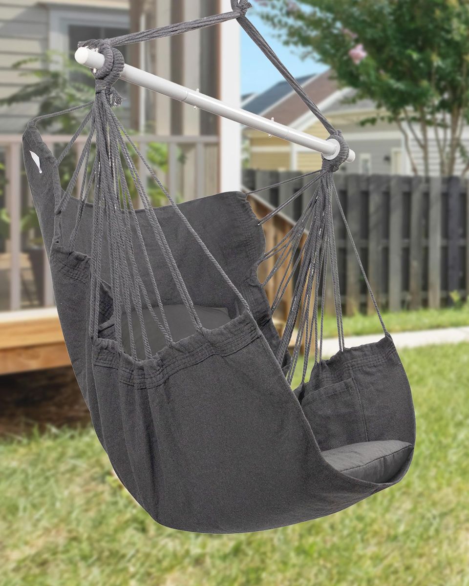 Hammock Chair Swing Indoor Hammock for Bedroom - Max 500 Lbs－Steel Spreader Bar with Anti-Slip Rings-Indoor & Outdoor