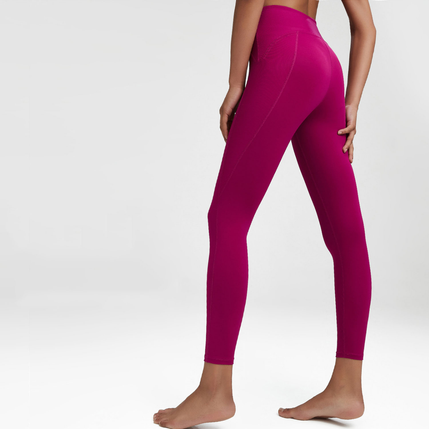 C136 Ladies High Waist Solid Color Gym Sports Seamless Leggings Cross Waist Yoga Pants