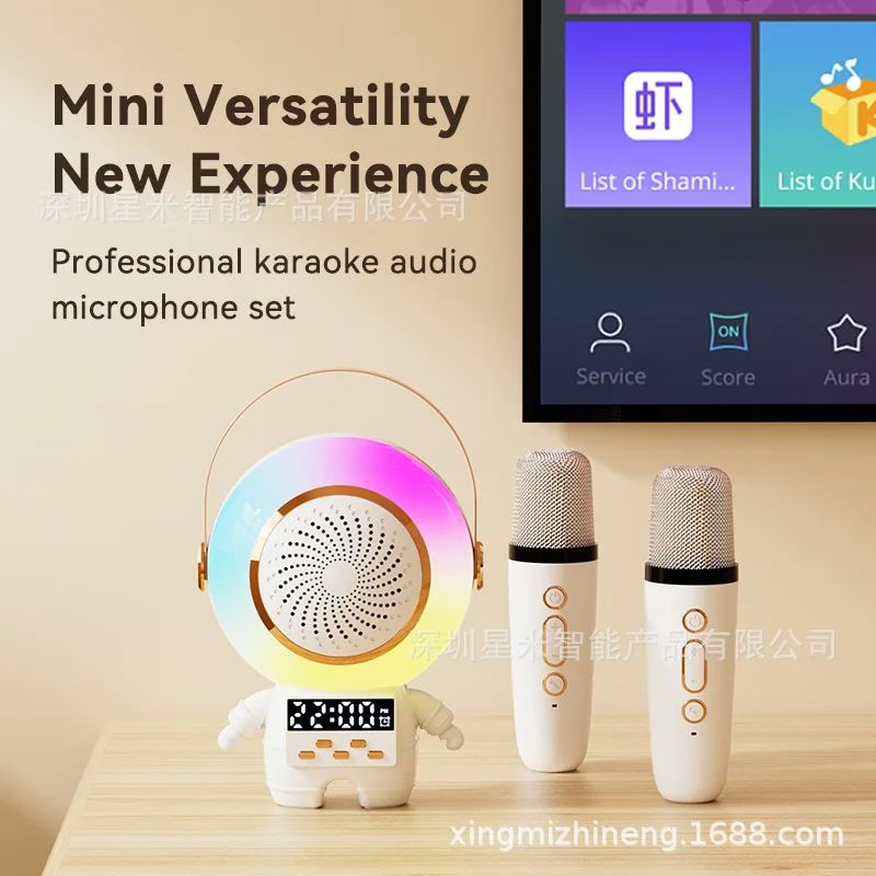 Karaoke Portable New Bluetooth Astro Audio Mark Astronaut Colorful Wireless Speaker Microphone Robot Speaker Caixa De Som