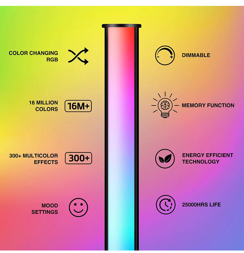 LED Corner Floor Lamp, RGB colour changing standing lamp modern corner floor lamp 150cm tall with App/Remote Control/Dimmable/Music Sync/Smart Floor Light for Living Room Bedroom Home Decoration 