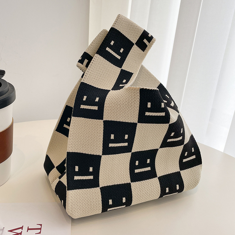 Women's Knitted Handbag Versatile Casual Hand-Carrying Box Lunch Bag