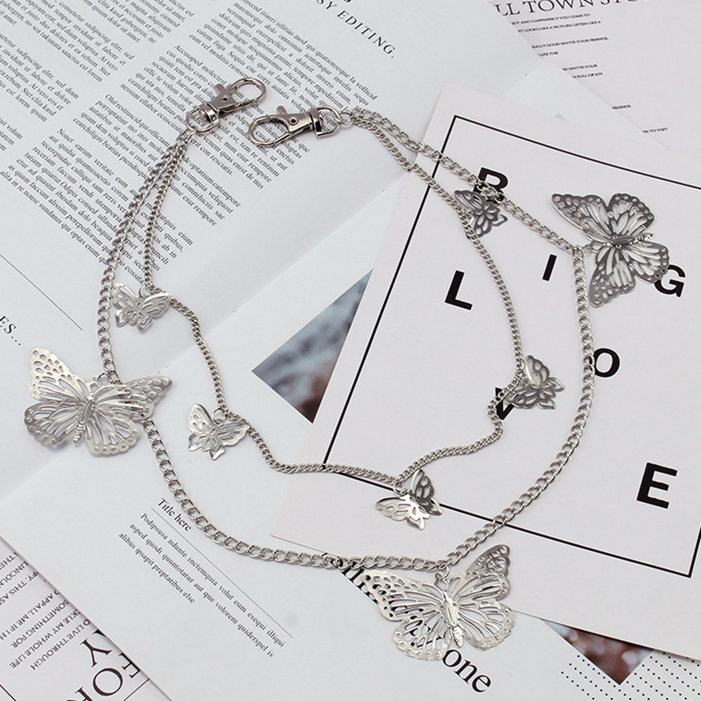 SK-Y-0226 women's double-layer butterfly chain, hip-hop punk metal trouser chain, versatile waist chain accessory