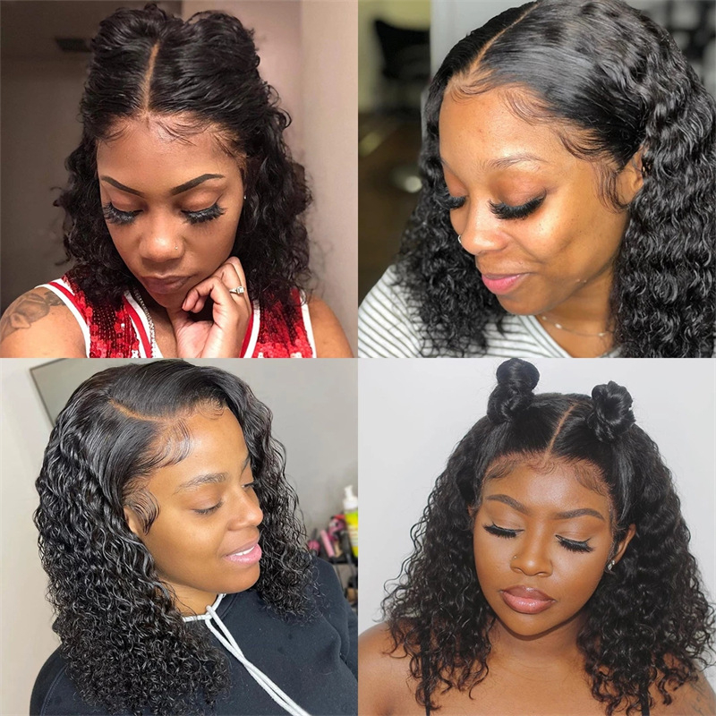 Fashion Short Popular Trend Black Wig Full Head Hair Short Hair Female Front Lace African Small Curly Wigs Full Headgear Makeup