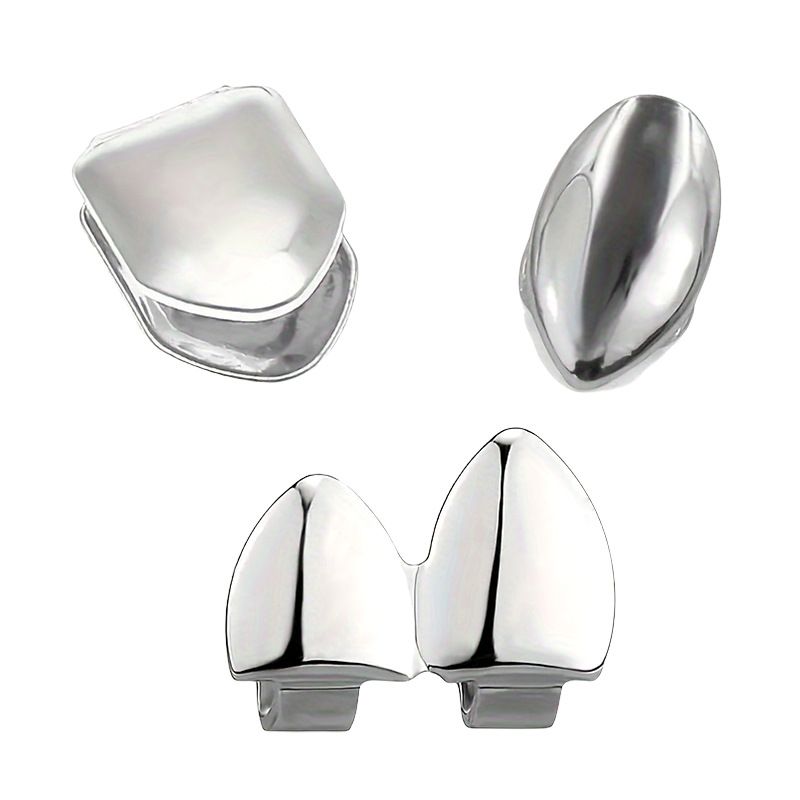 Simple glossy gold, silver and rose gold 3-piece grillz teeth grillz hip-hop grillz gold grillz silver griilz rose gold grillz gold teeth silver teeth rose gold teeth