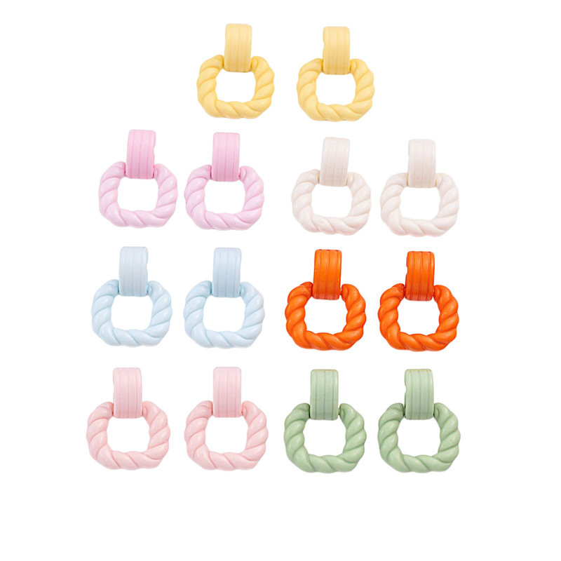 25091 Cute Resin Acrylic Earrings Twist Square Hoop Earrings for Women Girls