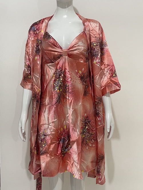 Sexy Ladies Cool Mock Silk Satin Bathrobes Dressing Gowns Comfortable Simple Loungewear Midi Multicolor Resort Style Casual Shirt Shorts Set