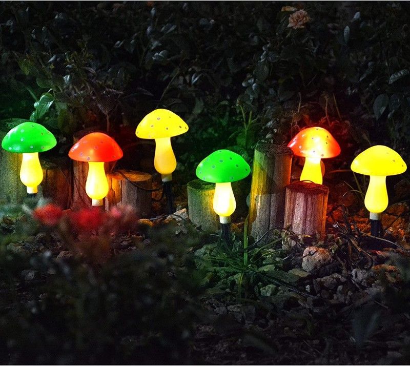 Solar Light String Outdoor Garden Courtyard Christmas Decoration Atmosphere Night Light LED Colorful Light Mushroom