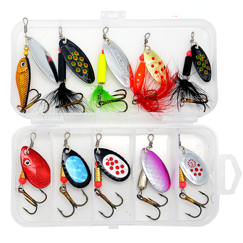 10pcs Spoon-bait Crank-baits Fishing Wobblers for Pike Crochet Kit Artificial Bait Metal Spoon Spinner Fishing Lure Lures