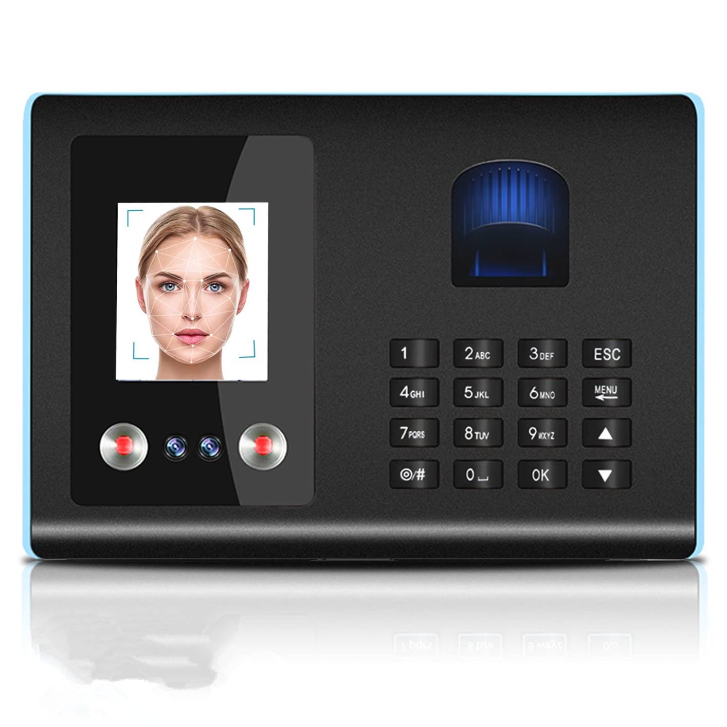 FA01 Time Clocks for Employees Small Business with Face Recognition,Finger Scan,Password, Biometric Fingerprint Time Attendance Machine, NO Monthly Fees Auto Calculate Working Hours and Deduct Lunch Time
