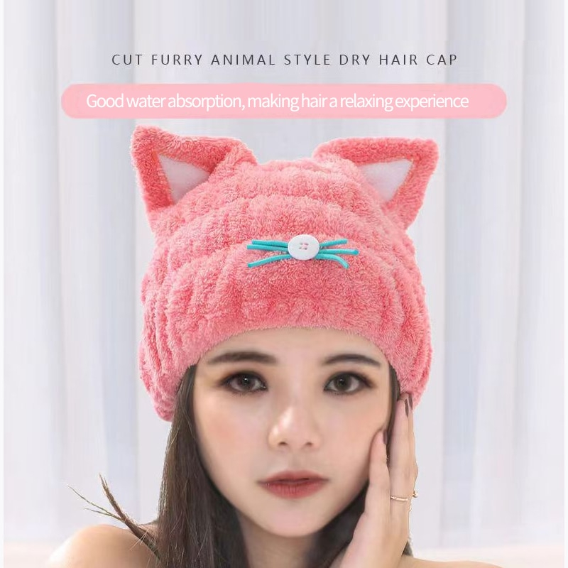 Microfiber Dry Hair Cap Super Absorbent Fast Dry Hair Shower Cap Wipe Hair Towel Bathroom Wrap Head Cute Modeling Dry Hair Cap