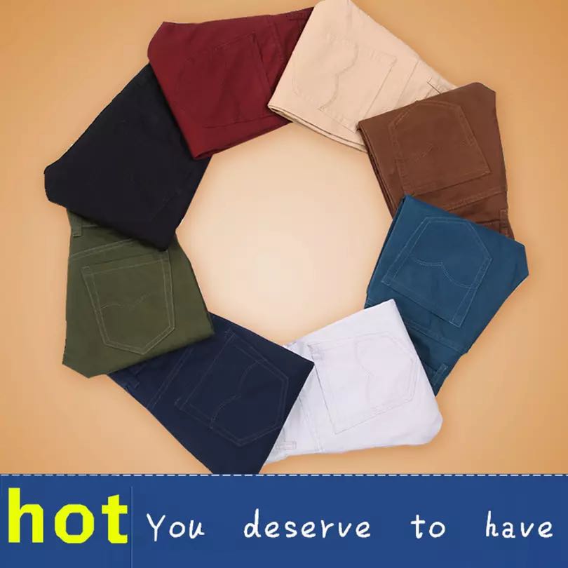 New Casual Pants Men Cotton Slim Fit Chinos Fashion Trousers Male Clothing Plus Size 9 colour ( see size table deatil) 28-38