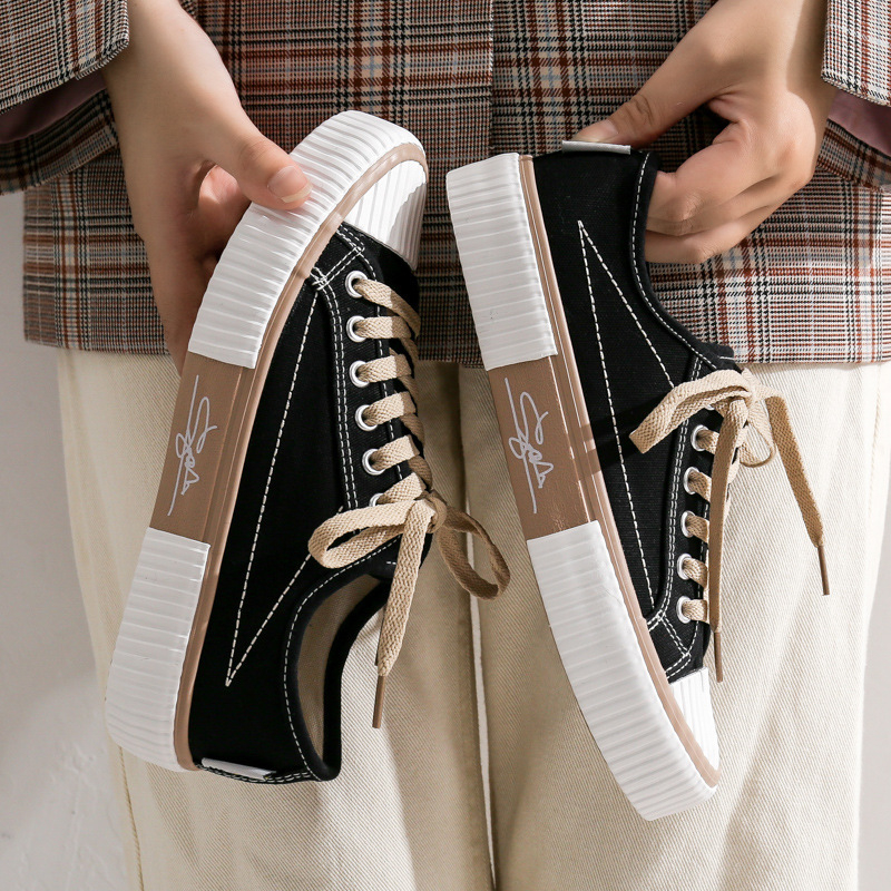 S223 Women's Spring and Autumn New Fashion Sneakers High and Low Top Non-Slip Canvas Shoes