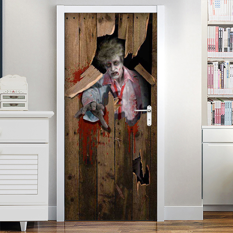 Photo-Realistic Zombie Door Cover, Multicolor-MT088