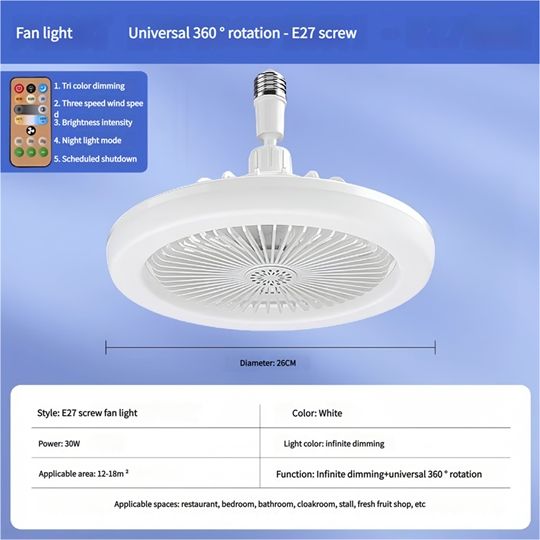 E27 fan lamp shaking head remote control aromatherapy bedroom living room lamp screw mouth dimmable home ceiling fan lamp Fan Light,Light fanmodel 3