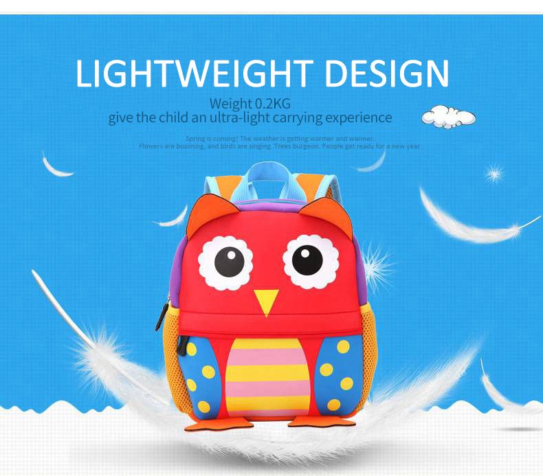 3D Cute Animal Design Backpack Children School Bags for Girls