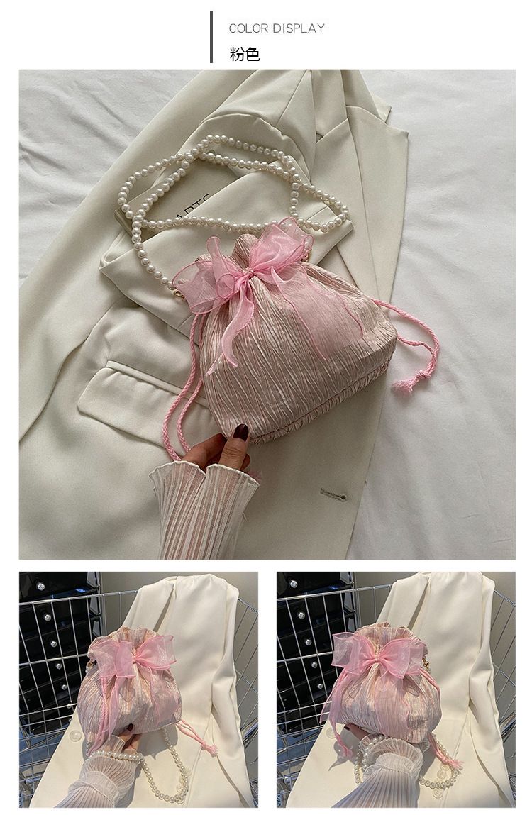 2025 Summer Trendy New Women's Bag, Pearl Pleated Crossbody Bag for Women, Fashion Versatile Single-Shoulder Bag, Korean Niche Texture Ladies' Bag