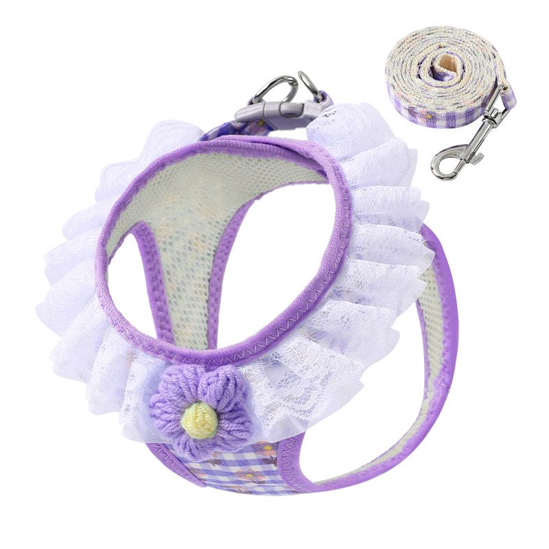 Pet chest harness vest style small flower traction rope dog walking rope small and medium-sized pet supplies